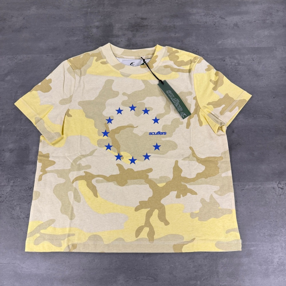 Scuffers T-Shirt Mens S EA Yellow Camo Blue Star Graphic Heavyweight NEW